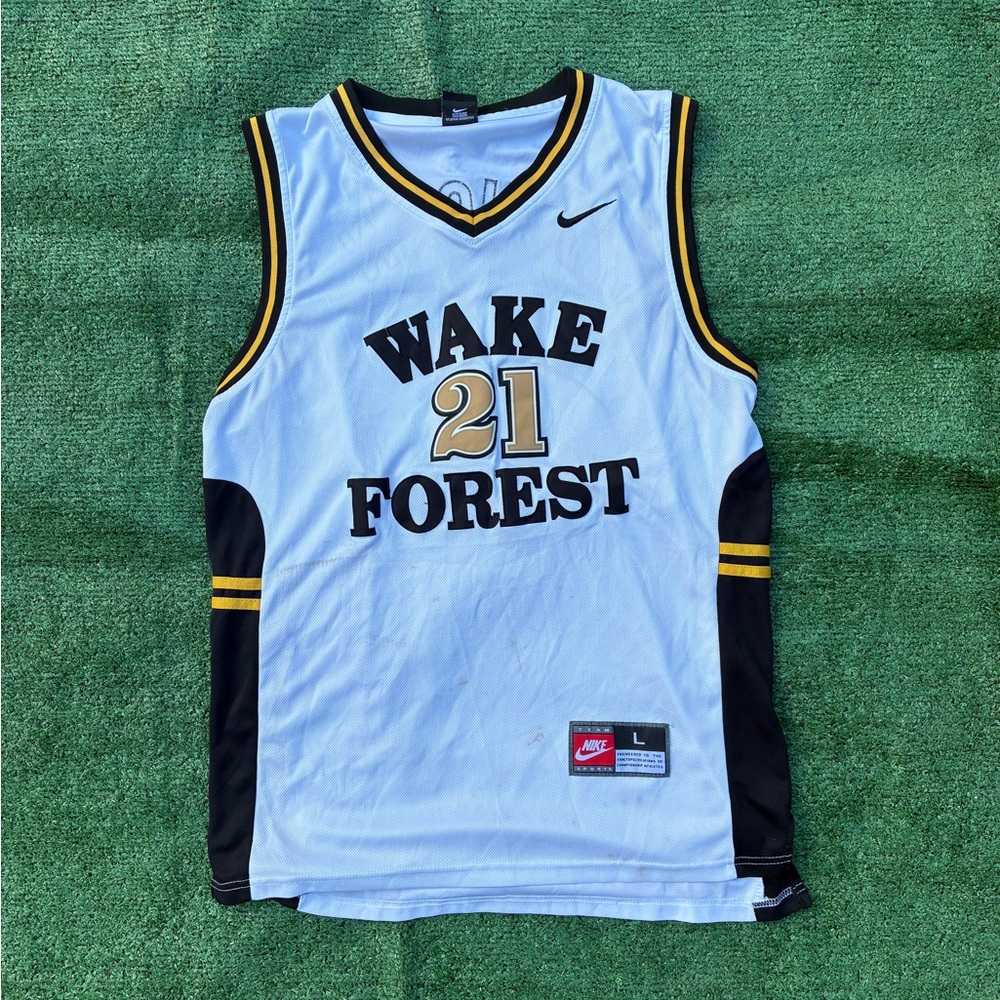 Nike White and Black Tim Duncan Wake Forest Jersey